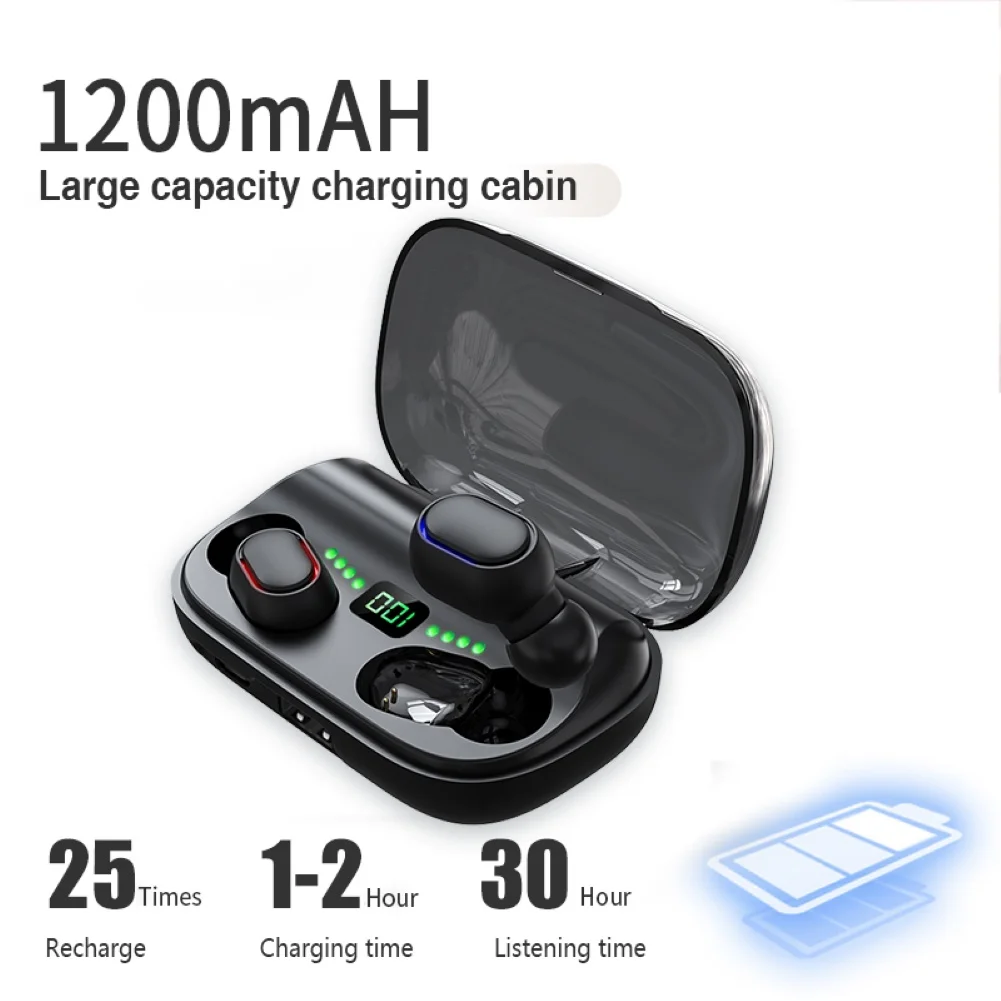 TWS V5 0 Bluetooth Wireless Earphones 1200mah Charging Box 9D HIFI Sound Touch Control Earphones for Iphone Sumsung Ipad IOS