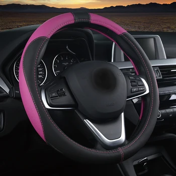 

WLMWL Leather Car Steering Wheel Cover For Chevrolet all models cruze aveo captiva sonic lacetti trax steering wheel cover
