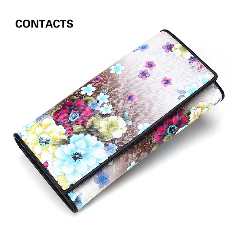 

Black Angel New Ladies Wallet Printing Handbag European And American Style Long Three Fold Wallet Card Bag