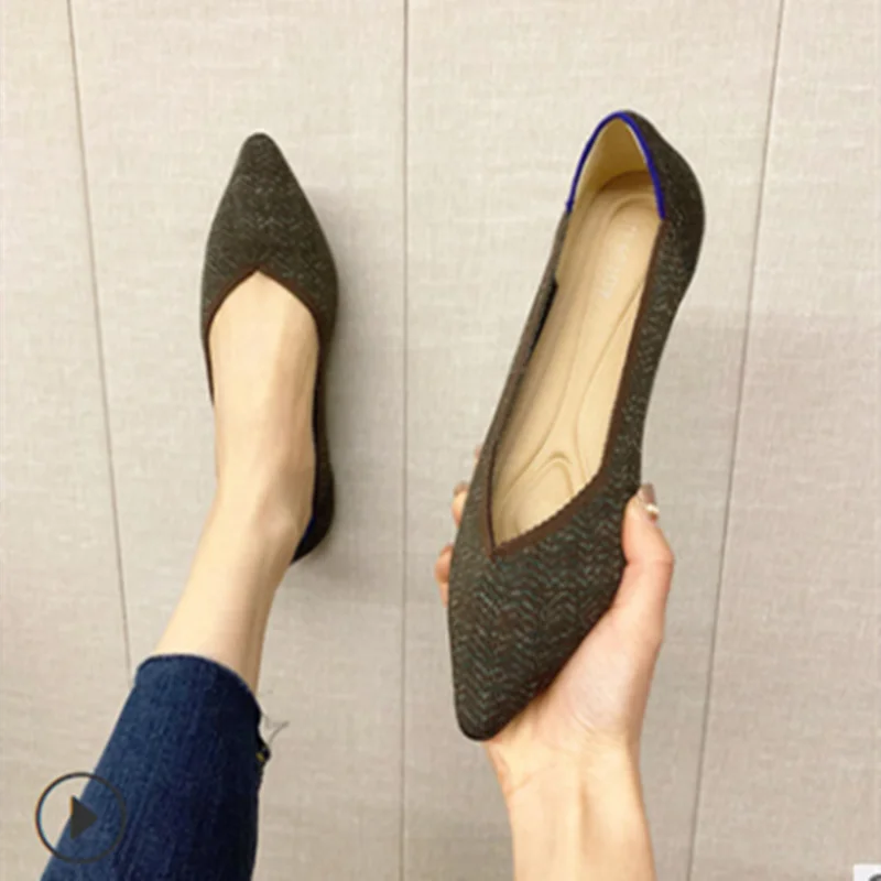 Zapatos planos de gran tamaño para mujer, calzado de lona transpirable con  punta estrecha, suave, estilo dulce, sin cordones, colores mixtos, 43 3| Zapatos planos de mujer| - AliExpress