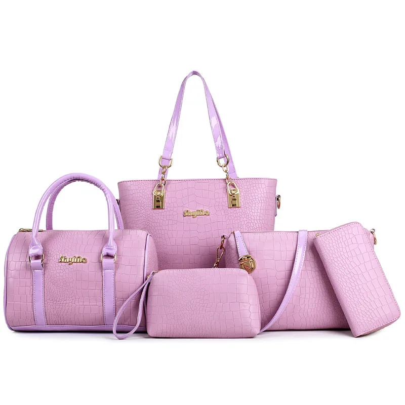 

2016 Spring Summer New Style Women's Versitile Fashion Different Size Bags Six Pieces Set Stone Pattern Shoulder Oblique WOMEN'S