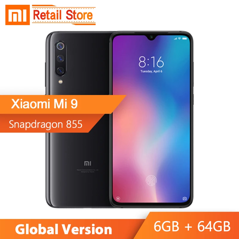 Глобальная версия Xiaomi mi 9 6GB 64GB 6 39 ''AMOLED экран восьмиядерный смартфон Snapdragon 855 48MP