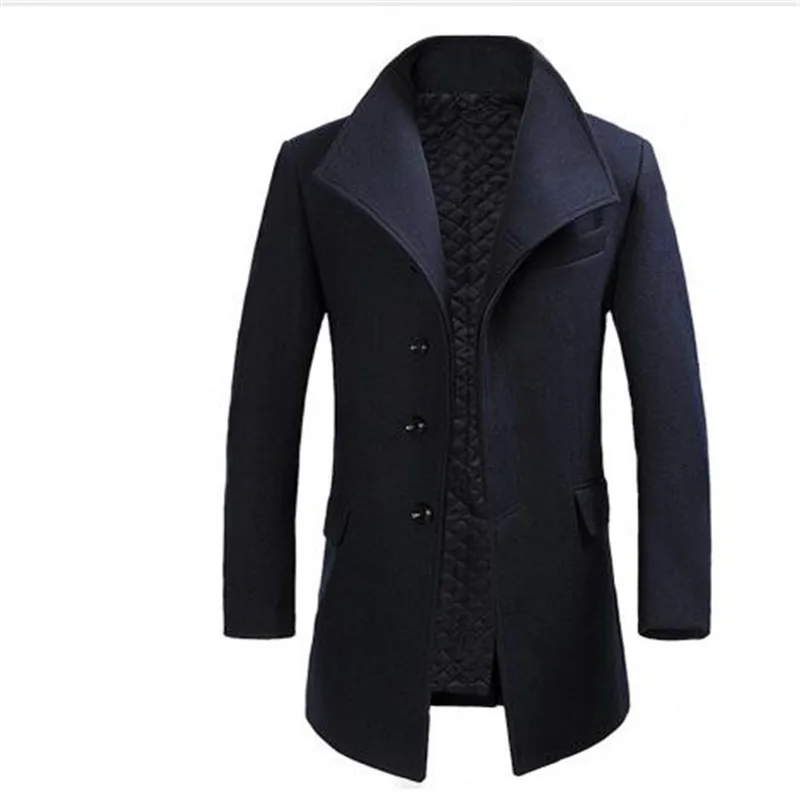 Casaco Masculino Inverno пальто из плотной шерсти Мужское пальто с отложным воротником на одной пуговице шерстяная куртка для мужчин