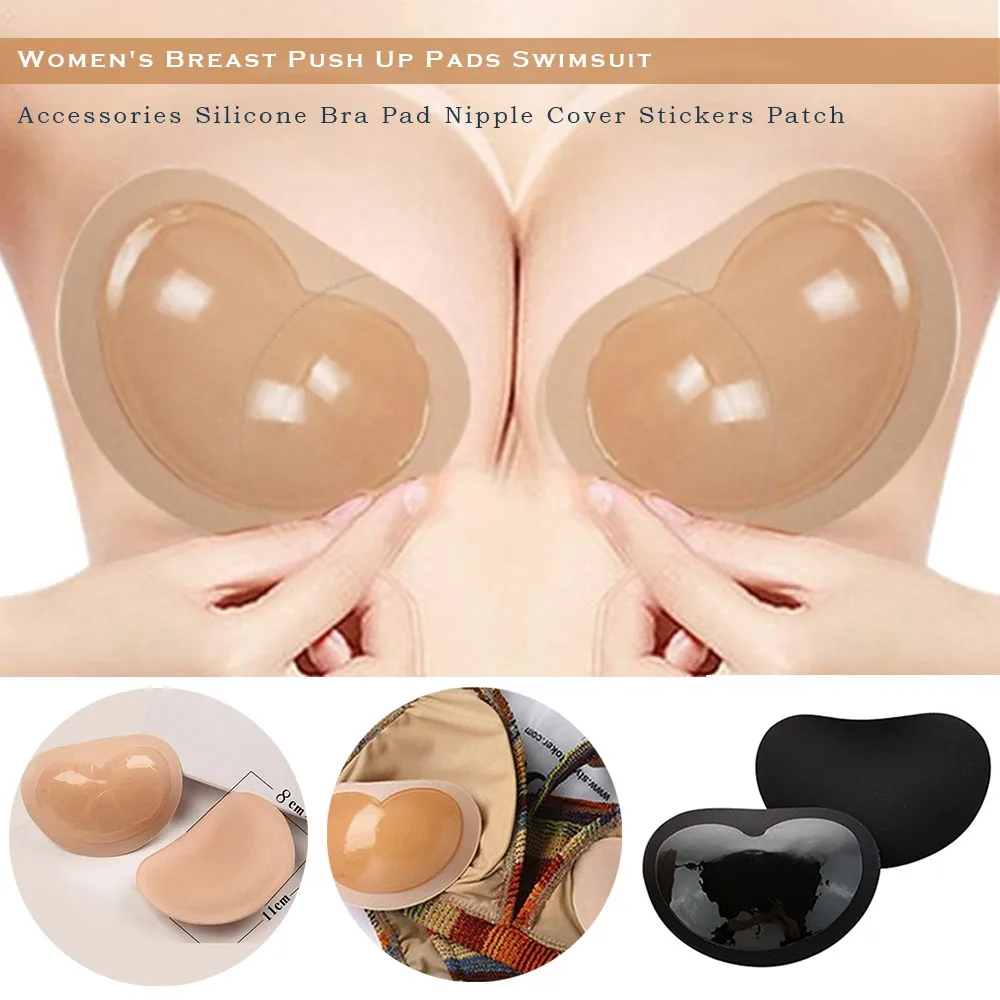 Double Push Up Bra Silicone Invisible Breast Pads Soft Nipple Cover Women Swimsuit  Bikini Push Up Padding Bras Dropshipping - AliExpress