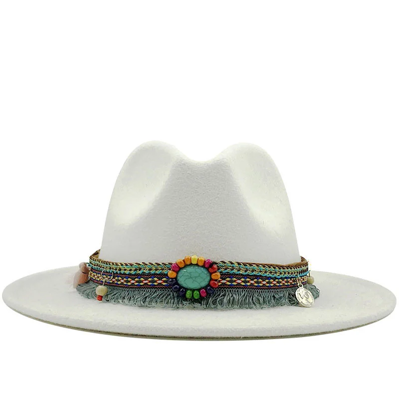 Wide Brim Wool Felt Fedora Panama Hat 