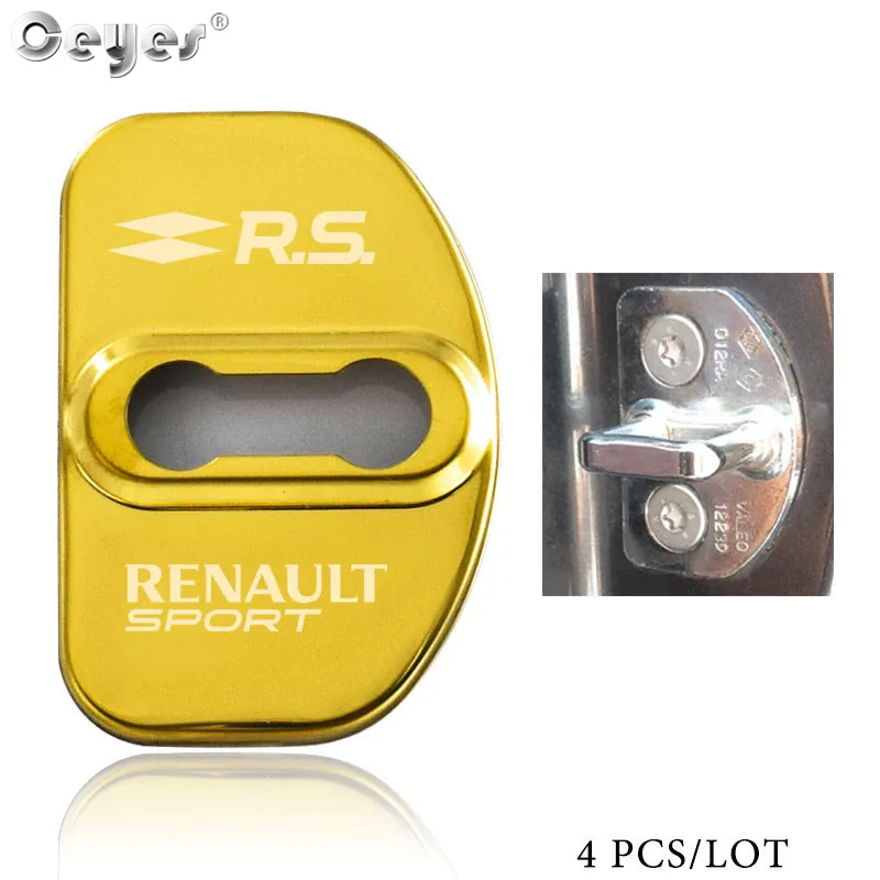 Ceyes 4 шт., автомобильные аксессуары, крышки на дверной замок для Renault Sport Megane 2 3 Logan Laguna Captur Fluence, Scenic, наклейки для стайлинга автомобилей - Цвет: For style 1 gold