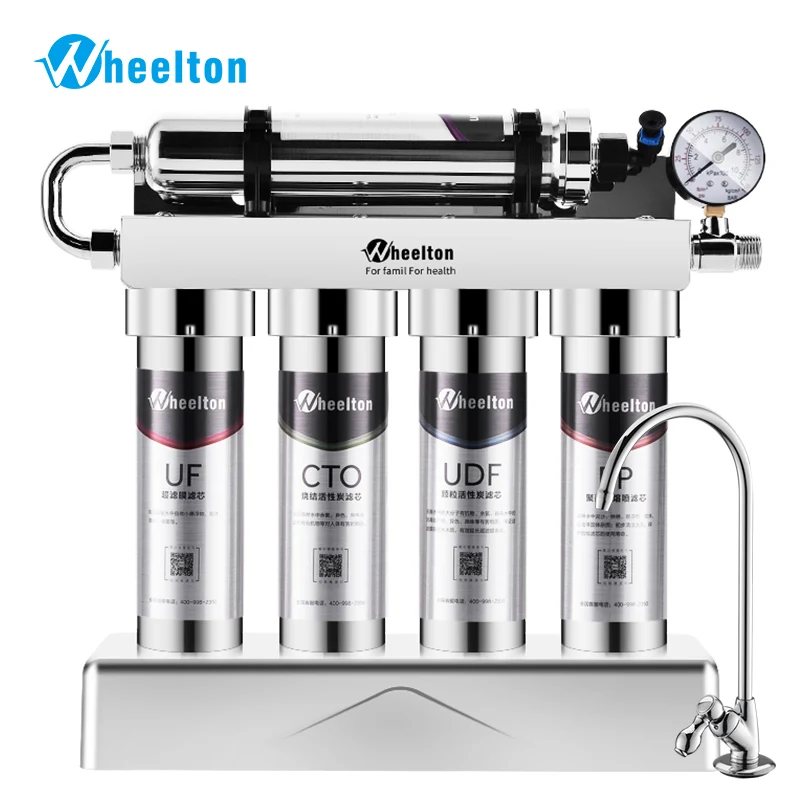 WHEELTON-purificador de gran flujo de agua para el hogar, cocina debajo del fregadero, Ultrafiltración, con grifo, acero inoxidable, bebida directa