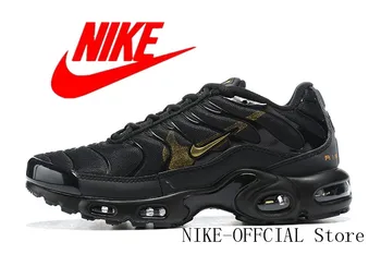 

Original Nike AIR MAX PLUS Men's Running Shoes Air Cushion Breathable Running Shoes black white gold Size 40-46