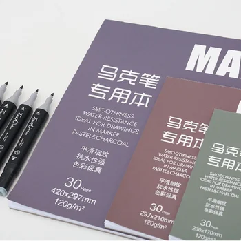 

A3/A4 Mark Pen Paper With Hand-Painted Paper Coil / Tearable 30 Sheets Sketch Painting Book Paper School Stationery