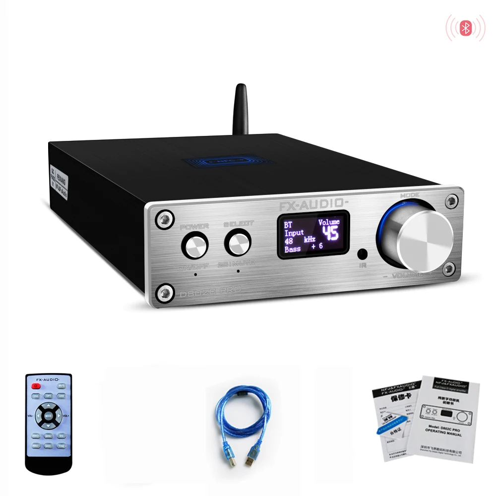 2020 FX-Audio D802CPRO Full Digital Audio Amplifier QCC3034 Bluetooth@5.0 APTX 24Bit/192KHz Power 80W*2 DC32V/5A Adapter(Option) valve amplifier Audio Amplifier Boards