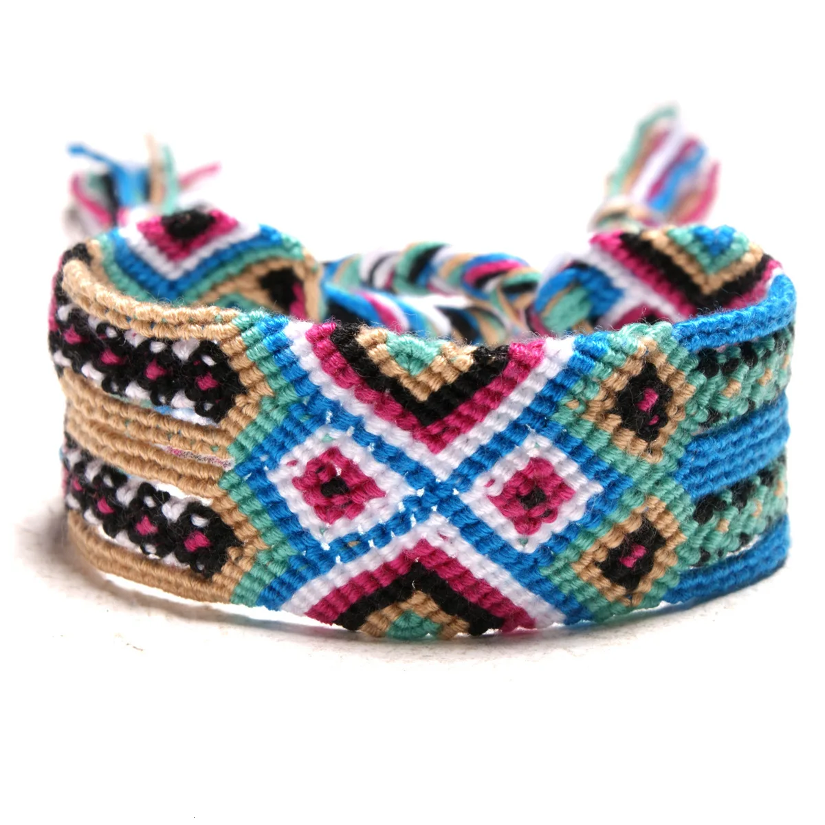 Design 4 Boho разноцветный браслет ручной работы с хлопковой веревкой для женщин и мужчин, винтажный этнический плетеный браслет с подвесками, браслет дружбы, Femme Pulseras - Окраска металла: Design 4