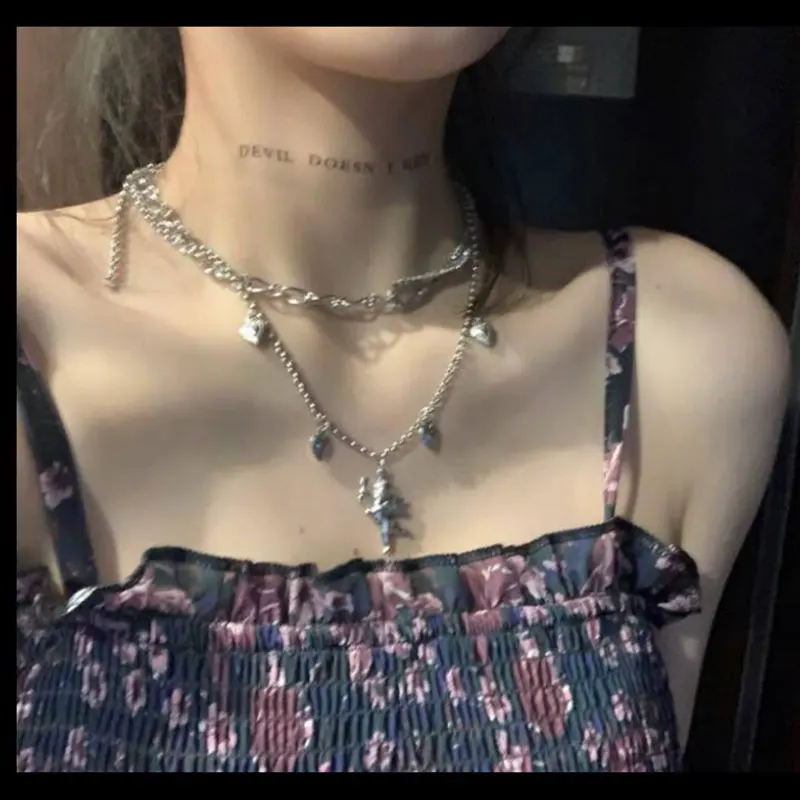 Стильное ожерелье с кулоном в форме сердца e Girl Купидона для девочек цепочка