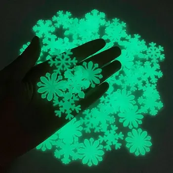 야광 눈송이 벽 스티커, 어둠 속에서 빛나는 데칼, 아기 방, 침실, 크리스마스 홈 장식, Navidad 2022, 50 개