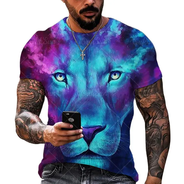 2021 New Fashion Cool T-shirt For Men’s 3D T-shirt Printing lion Short Sleeve Summer Shirt Printing T-shirt OFSM-00847