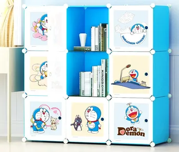 

DIY Simple bookcase plastic with door creative locker modern simple elementary school children free combination bookshelf