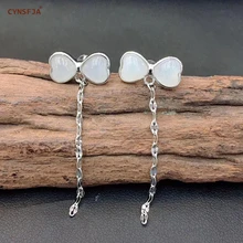 CYNSFJA Real Certified Natural Hetian Jade 925 Sterling Silver Fine Jewelry Charm Classical Jade Earring High Quality Best Gifts