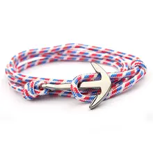 Модные нейлоновые браслеты для мужчин и женщин Подарки для пары плетеный браслет мужской веревочный браслет сплав крюк браслет с якорями ручной работы