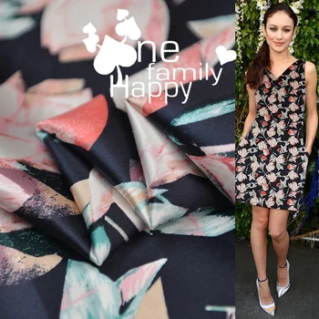 

Rose printed natural silk fabric satin soft shirt dress silk stretch satin fabric stretch spandex fabric wholesale silk cloth