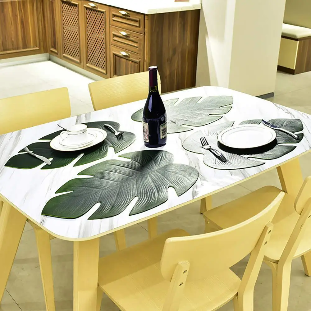Artificial Fake Tropical Monstera Leaf Kitchen Placemat Mat Bowl Anti Slip Pad Table Decor Plate Pad Placemat For Dining Table