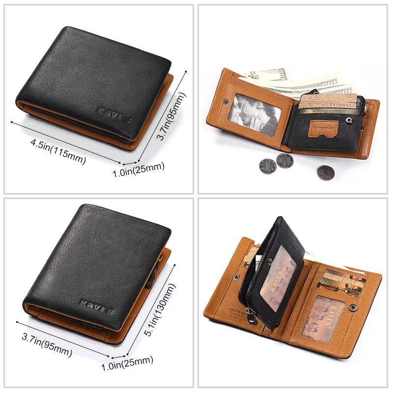 Beste Kavis Rfid 100% Echt Leer Vrouwen Portemonnee Vrouwelijke Portomonee Portemonnee Korte Mannelijke Geld Tas Kwaliteit Designer Mannelijke Kaart Kleine