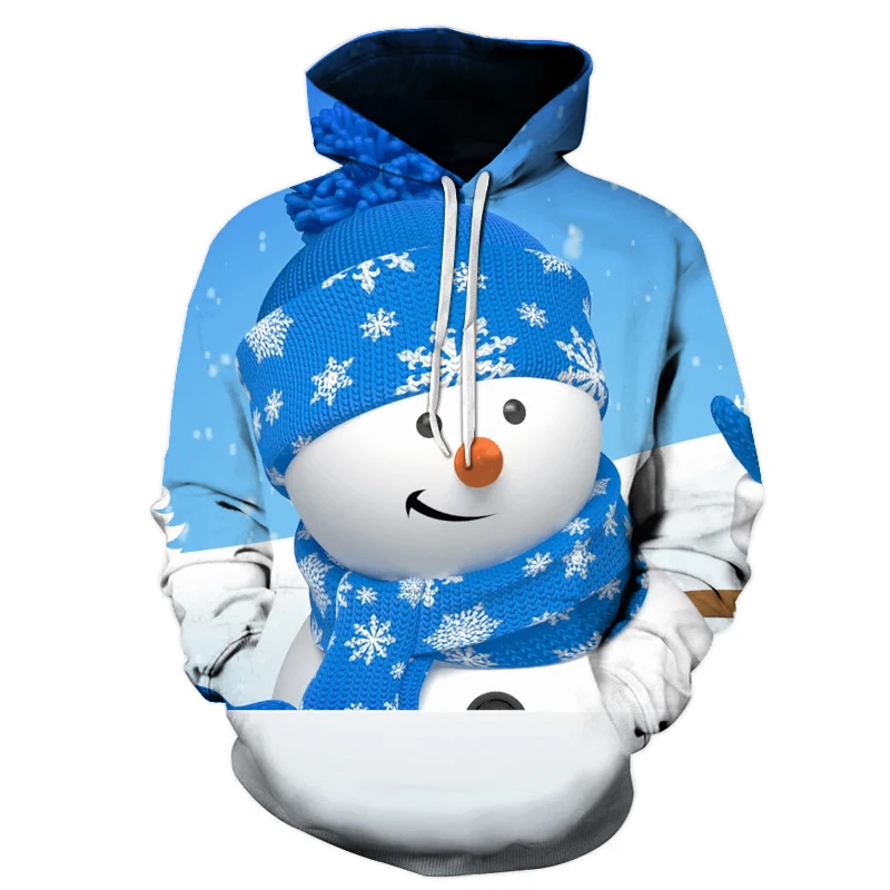 autumn hot men hoodie snow white snowman cute 3D digital print hoodie sweatshirt menwomen trend long sleeve pocket pullover