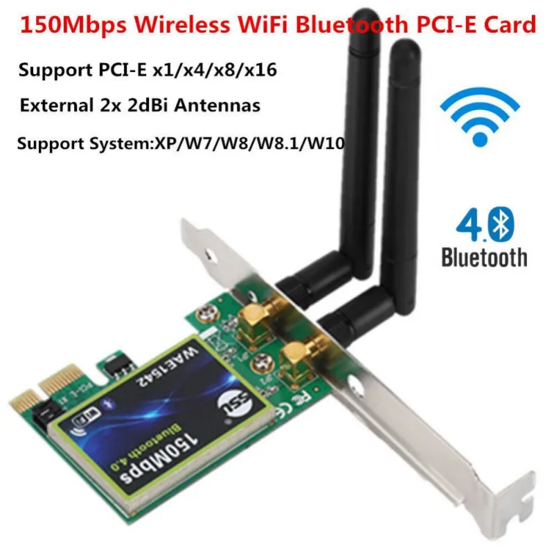 Bluetooth WiFi PCI-E сетевая карта 2,4G беспроводной 150 Мбит/с PCI-E PCI Express Интернет сетевой адаптер