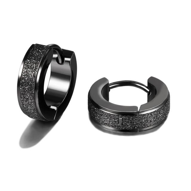 Punk Titanium Steel Ear Clip Ear Stud Earrings For Men Women Black Pierced/No Pierced Fake Ear Circle New Pop Jewelry