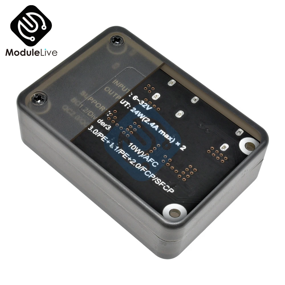 Двойной 2 USB быстрое зарядное устройство понижающий модуль вход 6 V-30 V один порт 24W Поддержка QC2.0 QC3.0 QC 2,0 3,0 Автомобильная плата с Чехол