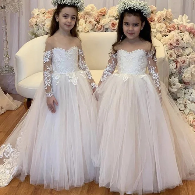 Girls Dresses Size 14-16 Long Sleeve Lace Flower Grl Dresses For