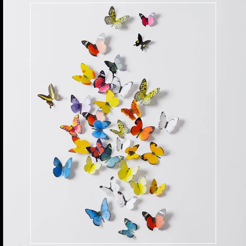 18 Бабочек 3D стерео моделирование украшения спальни стикер хрустальные бабочки настенные наклейки для дома вечерние украшения