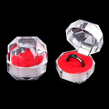 

1 Pcs Elegant 4*4cm Portable Acrylic Transparent Rings Earring Display Box Wedding Packaging Jewelry Box