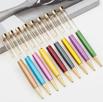 

100 pieces Christmas hot sale gold foil liquid creative kids Empty DIY liquid floater colorful DIY glitter ballpoint pen kits