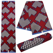 Red African Printed Real Wax Cloth Fabric For Women Dress High quality Ankara Dutch Veritable Wax Fabric DIY Sewing