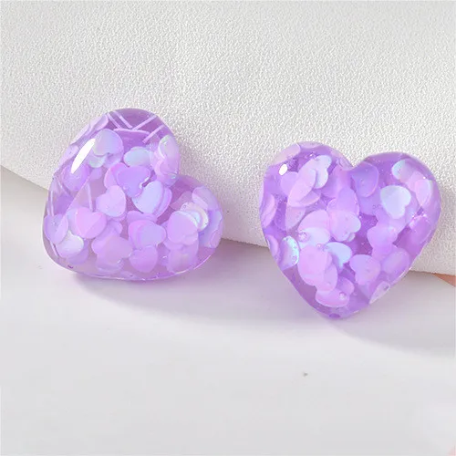 Purple 10 шт./упак. цвет в форме сердца блесток резиновая накладка одежда товары ручной работы DIY серьги ювелирные изделия аксессуары материалы - Цвет: Purple