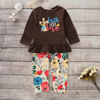 

2Pcs Toddler Kids Baby Girl Tops Shirt Flower Pants Leggings Outfit Clothes Spring