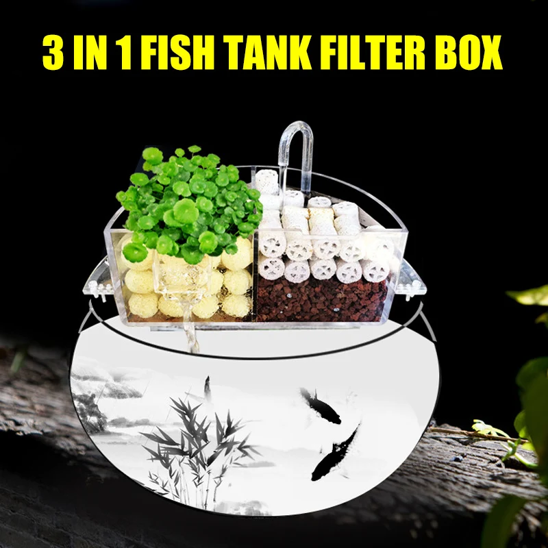 Aquarium External Filter Box Acrylic Hanging Water Purifier for Round Fish Tank Accessories JAN88 | Дом и сад