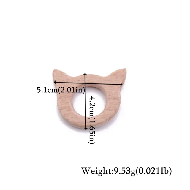 Samll Cat 1 шт. деревянный Прорезыватель для зубов, игрушки для прорезывания зубов, животные, свинья, грызун, фламинго, бук, браслет, соска-подвеска, Товары для детей, аксессуары - Цвет: Samll Cat