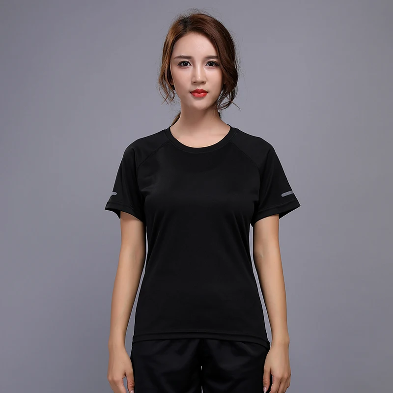 Женская спортивная рубашка для бега в спортзале быстросохнущие топы Спортивные Свитера Спортивная одежда для фитнеса дышащие упражнения Шорты Для Йоги рукава - Цвет: Черный