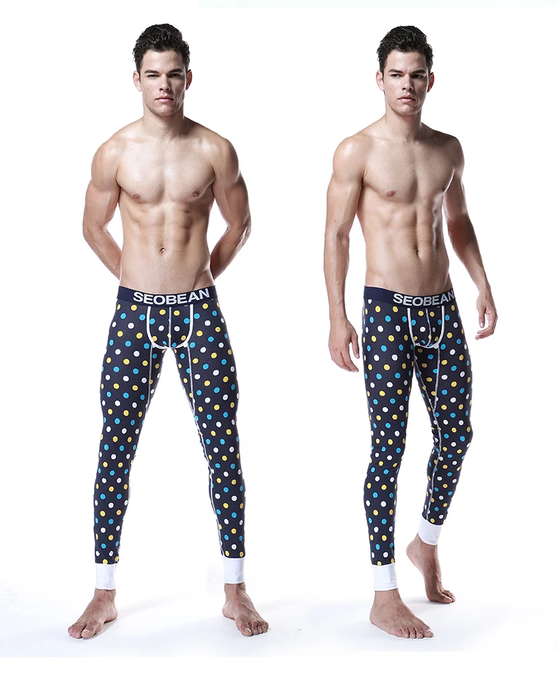Description Picture 5 of itemFashion Men Thermal Long  Johns Printed Man Cotton Elastic Leggings Male Underpants Thin Underwear Leggins Slim Long Tights XL