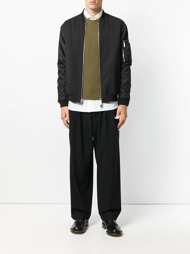 New autumn and winter men's loose straight casual trousers floor-sweeping trousers youth fashion pure color wide-leg trousers