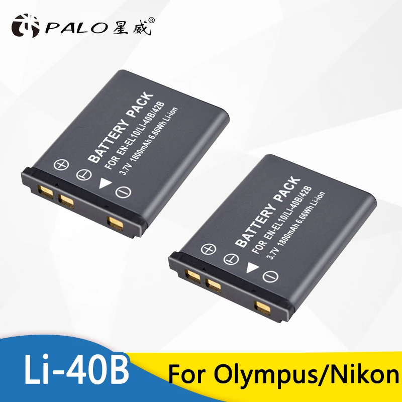 2 шт. 1800 мАч EN-EL10 ENEL10 EN EL10 LI-42B LI42B L 42B LI40B 40B Камера Батарея для Olympus u700 u710 FE230 FE340 FE290 FE360
