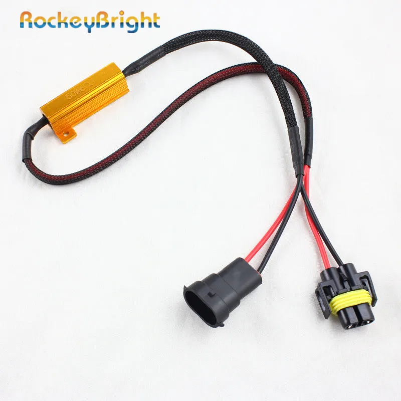 Rockeybright 50 Вт 6Ohm H8 H9 H11 Светодиодный противотуманный светильник лампа Canbus компенсатор мерцающий декодер нагрузочный резистор без ошибок жгут проводов