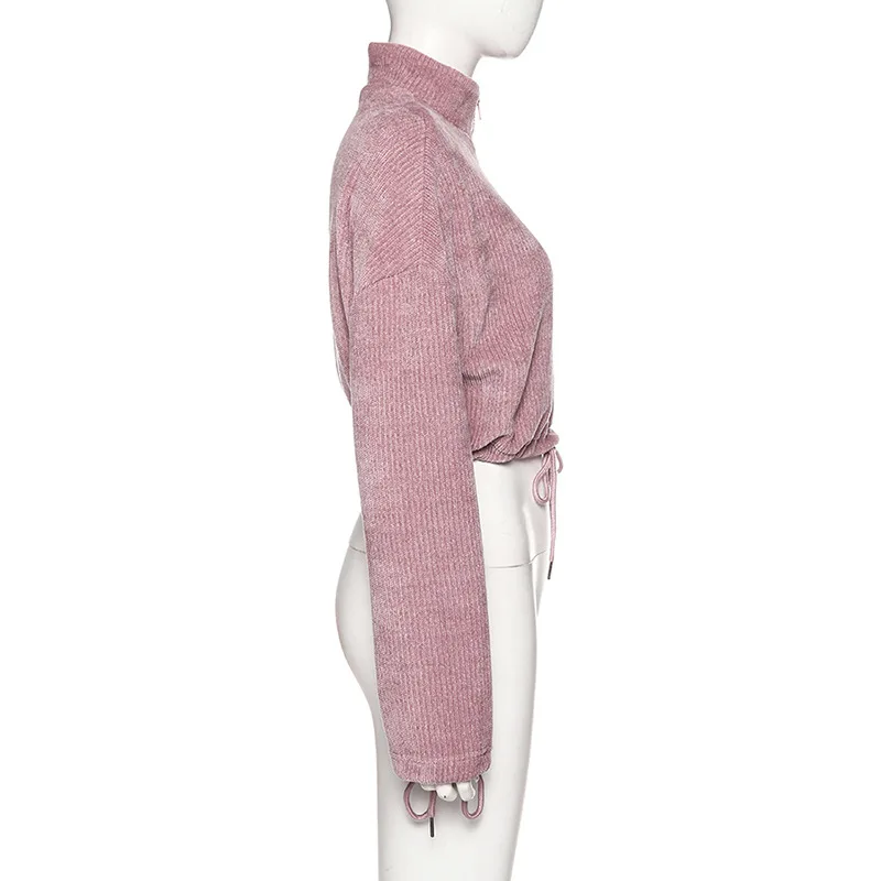 Криптографический шнурок женские свитшоты на молнии с v-образным вырезом укороченные топы осень зима женские повседневные свитшоты уличная одежда