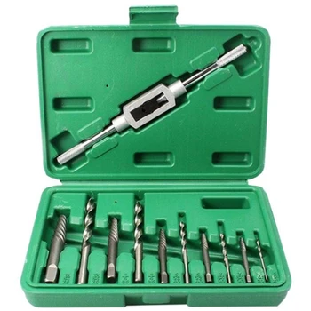 

11Pcs Screw Extractor Tool Kit Drill Bits Used In Removing The Metal Damaged Screws With Box 1 Tap Wrench M3-M12