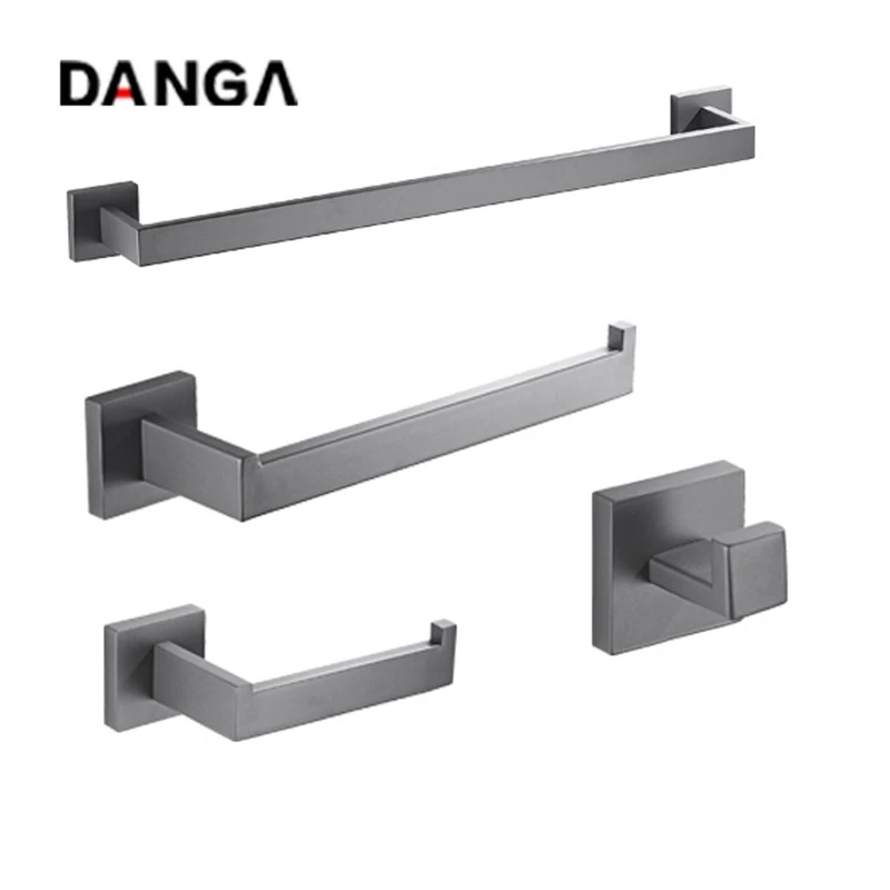 Bathroom Accessories Towel Rail Bar Toilet Paper Holder Gun Gray Towel Hook Stainless Steel Bedroom Wall Mount Bath Hardware Set