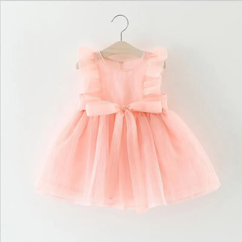 Baby Girls Dress Kids Baby Fancy Birthday Mesh Dress Infant Sleeveless Party Dress Baby Dress Summer for 0-3y Birthday Girl - Цвет: Розовый