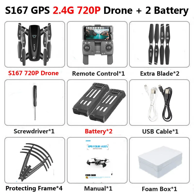 S167 складной Профессиональный Дрон с камерой 4K HD селфи 5G gps WiFi FPV широкоугольный Радиоуправляемый квадрокоптер Вертолет игрушка E520S SG900-S - Цвет: 2.4G 720P 2B Foam