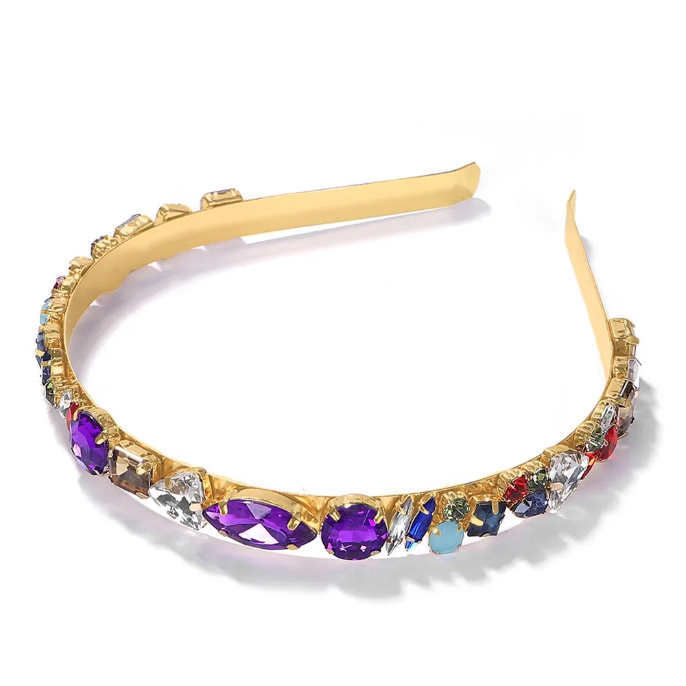 Miwens ZA Colorful Rhinestone Headbands For Women Weddings Trendy Hairwear Multicolor Crystal Stone Hairbands Hair Jewelry