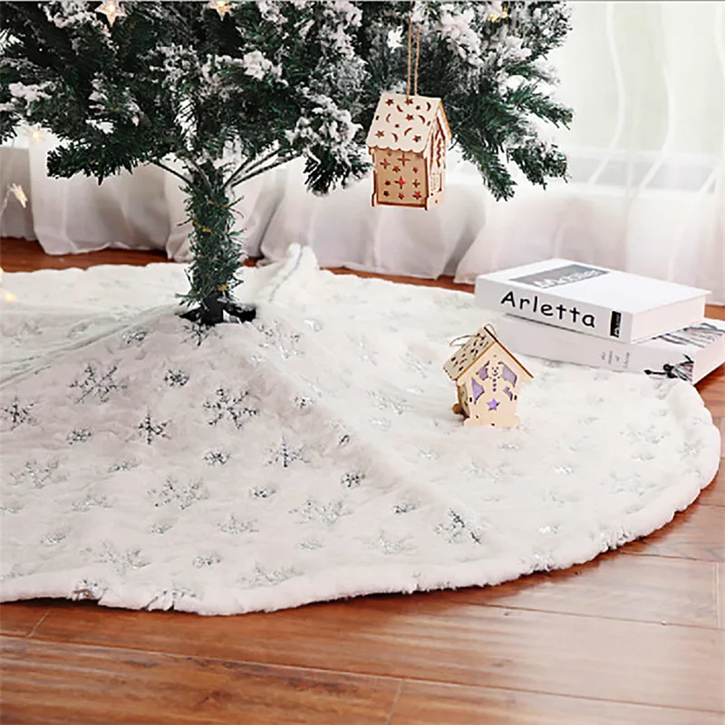 High-end White Christmas Tree Skirt Thicke Plush Faux Fur Xmas Merry Decoration Ornament New Year Home Decor Navidad Carpet | Дом и сад