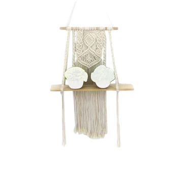 

Macrame Woven Tapestry Wall Hanging Shelf Hanging Planter Basket Wall Handmade Plant Hanger Pot Party Wedding Home Decoration MS